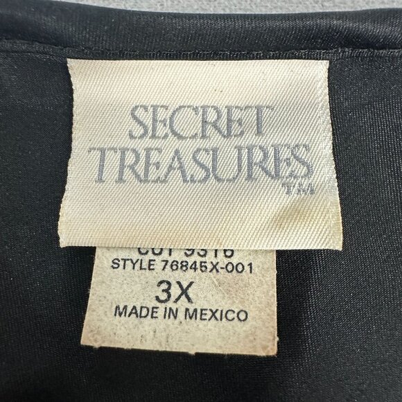 Secret Treasures Black Short Sleeve Nightshirt Sleepwear Plus SZ 3X Rose Accent - Picture 4 of 11